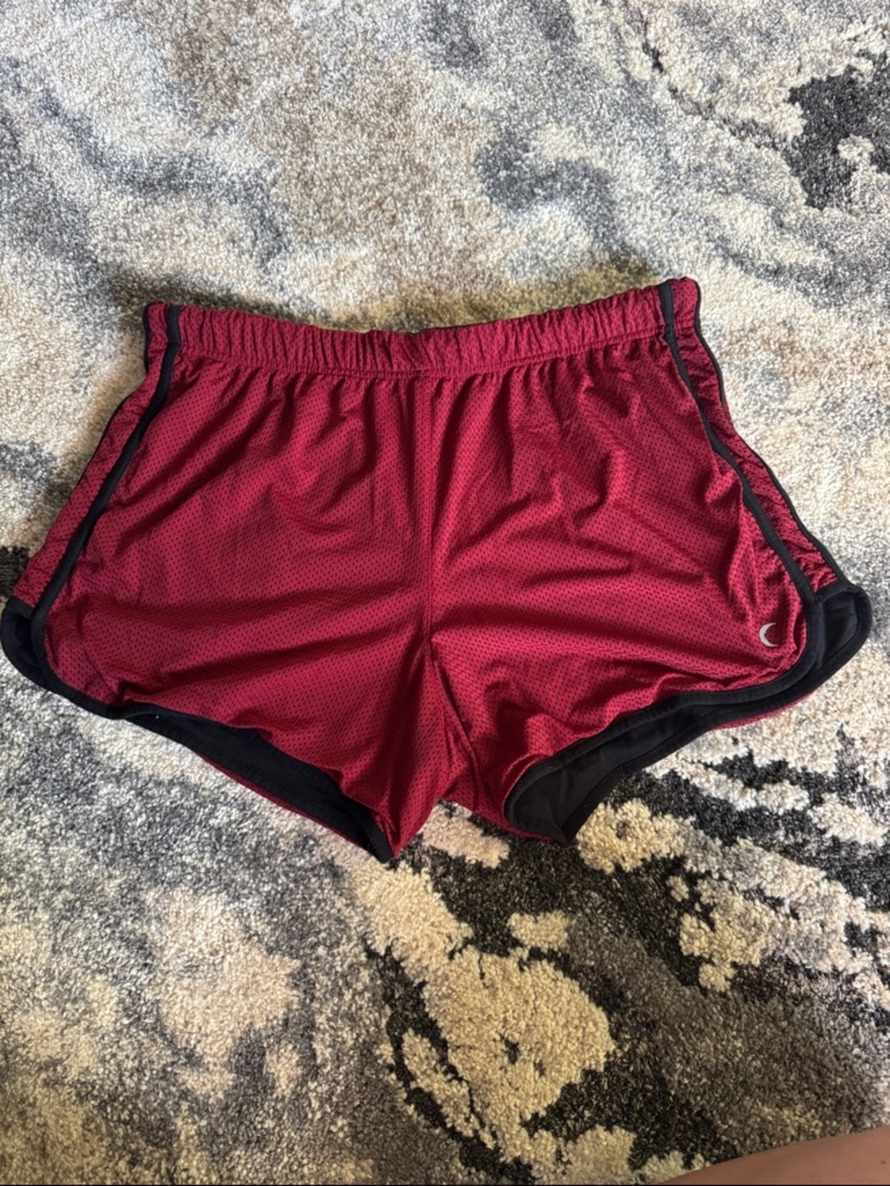 ZYIA Women's Burgundy Athletic Mesh Shorts with Black Trim